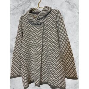 Betty Betty Firenze Italy Grey Chevron Wool Blend Knit Cardigan Sweater Large